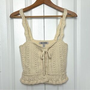 Urban Outfitters Carmella Lace-Up Sweater Tank Top Cream Size S
